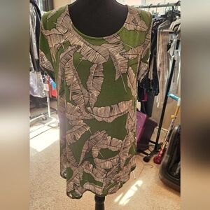 Alfani Green Feather Patterned Women's Top, Size XL